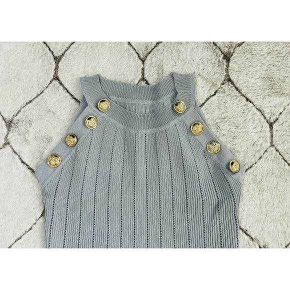 DAIMARAN Paris Women's Matching Set 2 Pieces Gray Tank Top + Short Ruffle S - Picture 3 of 6